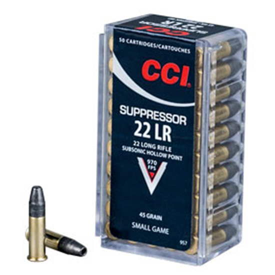 CCI 22LR SUPPRESSOR 45GR HP 50/100 - Ammunition